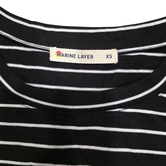 Marine Layer Black Striped Heart Long Sleeve Chloe Tee XS - Picture 4 of 5